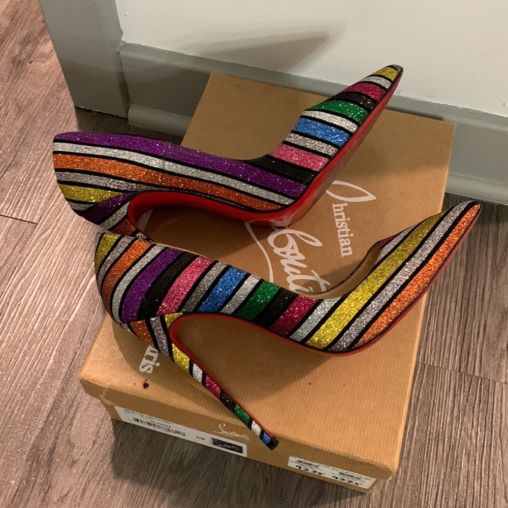 So Kate 120 suede stripy glitter multi color